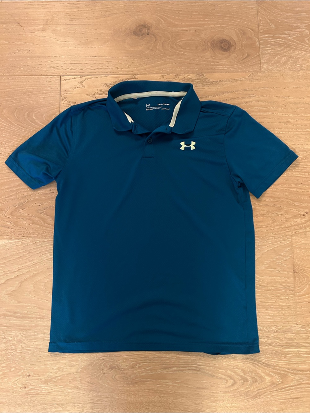 Under Armor Boys Teal Blue Polo Shirt Size XL